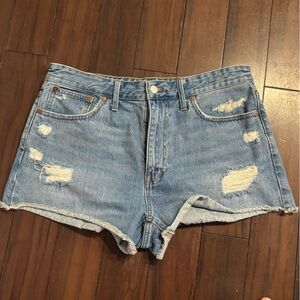 Madewell Distressed Blue Denim Women Shorts Relaxed Denim Shorts 30